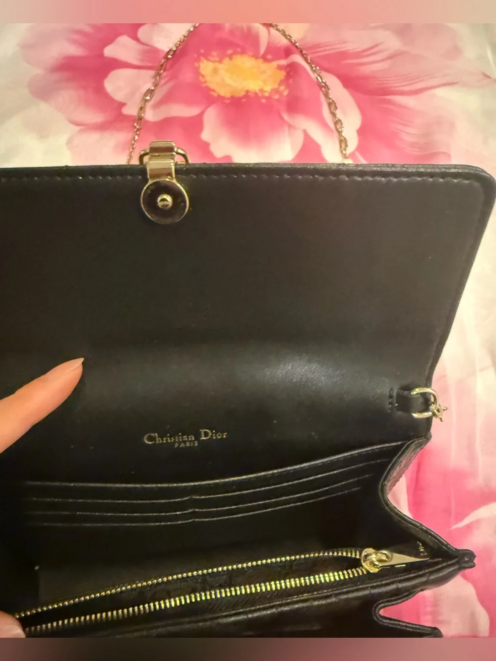 Black Quilted Chain Shoulder Bag with Gold Hardware